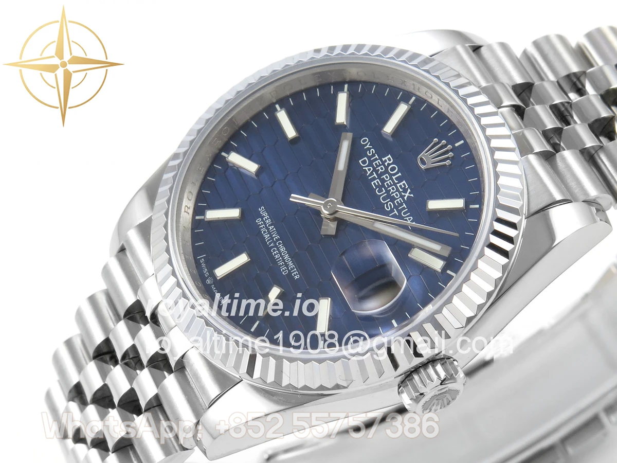 Rolex DateJust 36 126234 QF Blue Textured Stick Dial on Jubilee Bracelet QF3235 - Image 5