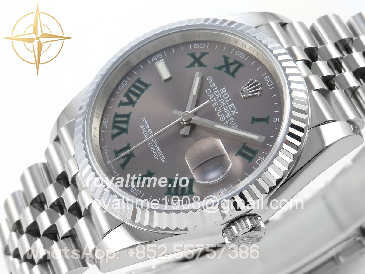 Rolex DateJust 36 126234 QF Gray Dial Green Roman on Jubilee Bracelet QF3235 - Image 5