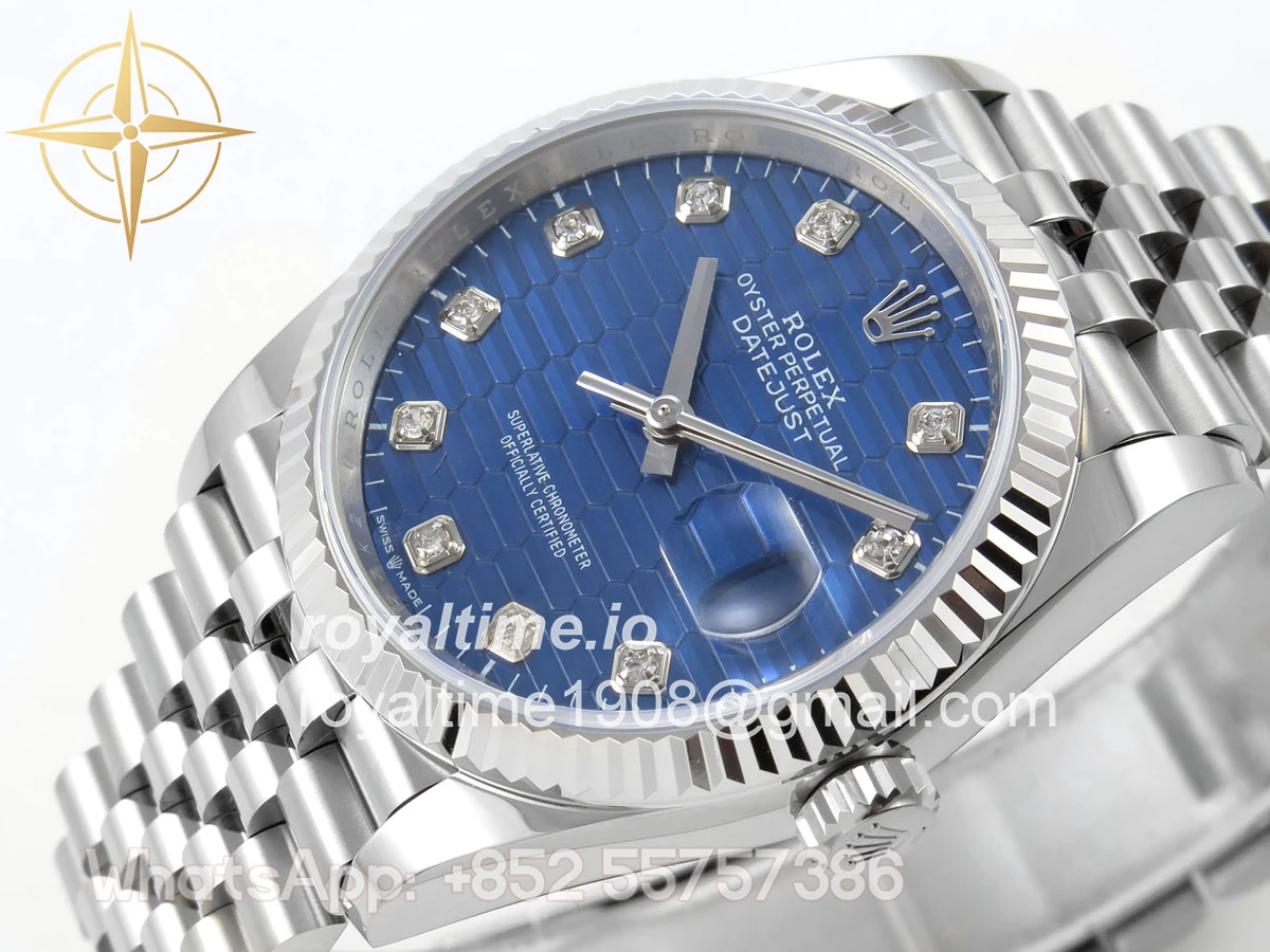Rolex DateJust 36 SS 126234 ARF Blue Textured Diamonds Dial on Jubilee Bracelet DD3235 - Image 5