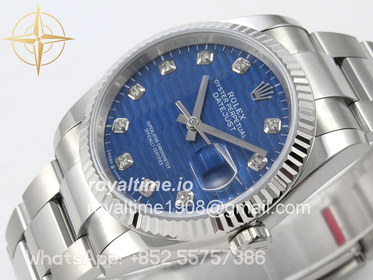 Rolex DateJust 36 SS 126234 ARF Blue Textured Diamonds Dial on Oyster Bracelet DD3235 - Image 5
