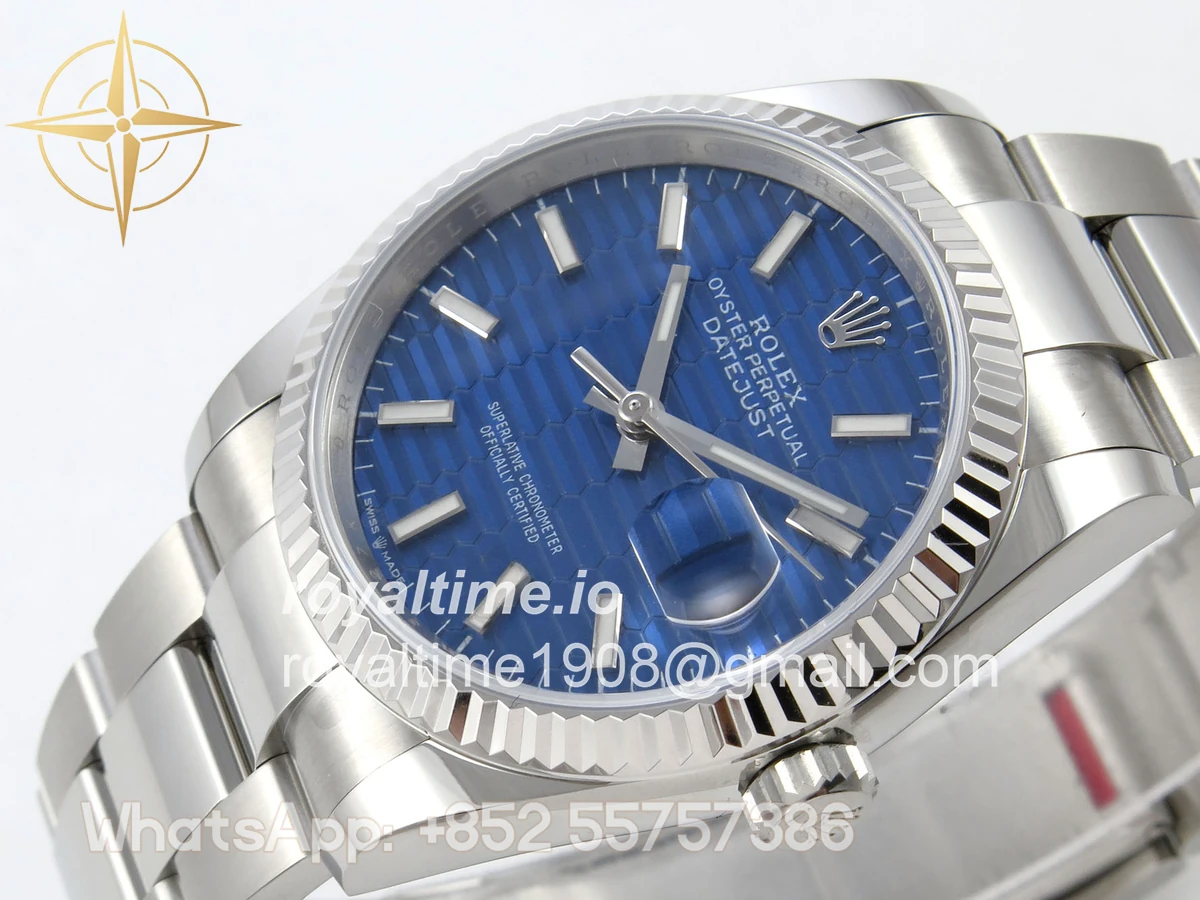 Rolex DateJust 36 SS 126234 ARF Blue Textured Stick Dial on Oyster Bracelet DD3235 - Image 5