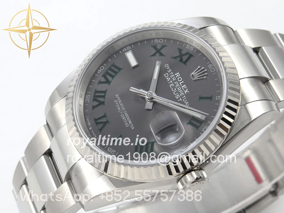 Rolex DateJust 36 SS 126234 ARF Gray Dial Green Roman on Oyster Bracelet DD3235 - Image 5