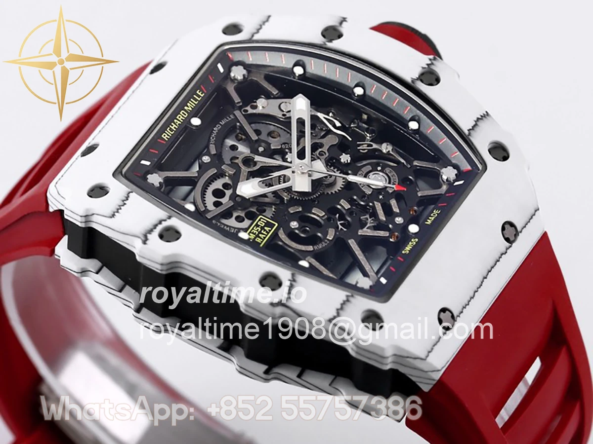 Richard Mille RM 035-01 Rafael Nadal White NTPT on Red Rubber Strap - Image 5