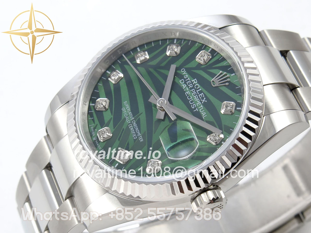 Rolex DateJust 36 SS 126234 ARF Green Leaves Diamonds Dial on Oyster Bracelet DD3235 - Image 5