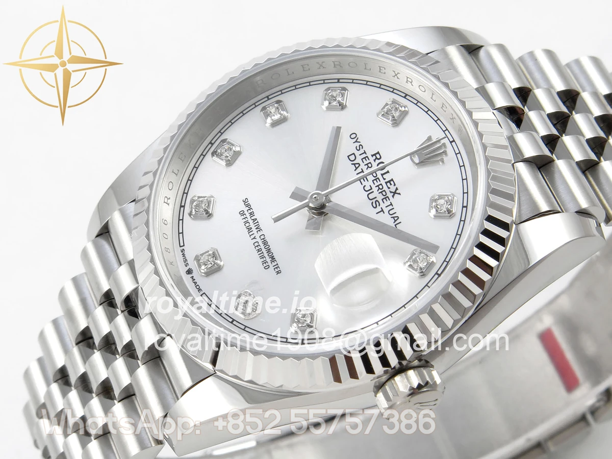Rolex DateJust 36 SS 126234 ARF Silver Diamonds Dial on Jubilee Bracelet DD3235 - Image 5