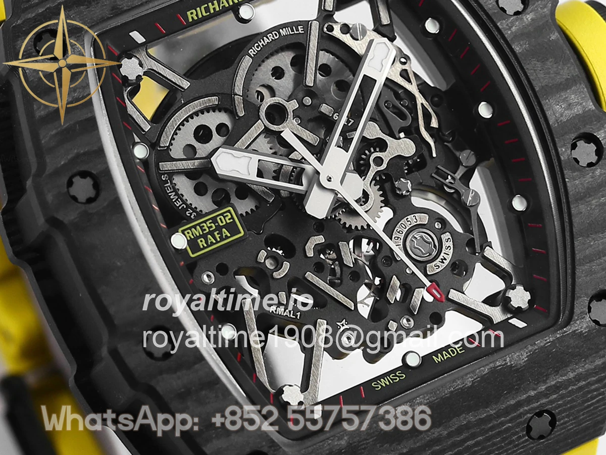 Richard Mille RM 035-02 Rafael Nadal NTPT Carbon on Yellow Rubber Strap - Image 5