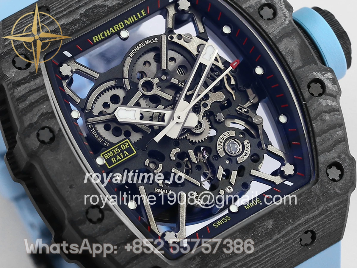 Richard Mille RM 035-02 Rafael Nadal NTPT Carbon on Blue Rubber Strap - Image 5