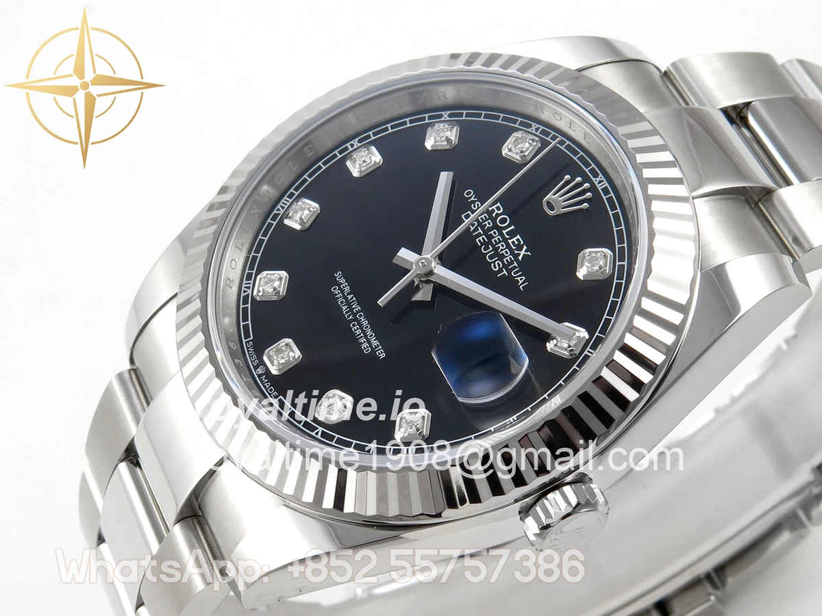Rolex DateJust 41 126334 904L SS SCF Black Diamonds Dial on Oyster Bracelet VR3235 - Image 5