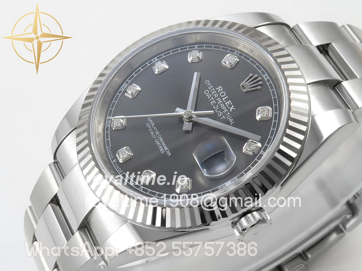 Rolex DateJust 41 126334 904L SS SCF Gray Diamonds Dial on Oyster Bracelet VR3235 - Image 5