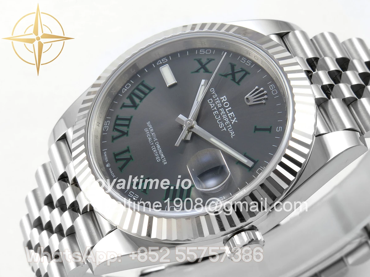 Rolex DateJust 41 126334 ERF Gray Dial Green Roman on Jubilee Bracelet JH3235 (Free Sprung) Weighted 132g - Image 5