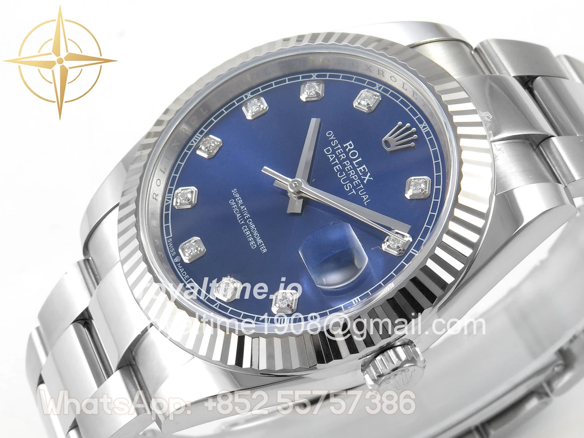 Rolex DateJust 41 126334 904L SS SCF Blue Diamonds Dial on Oyster Bracelet VR3235 - Image 5
