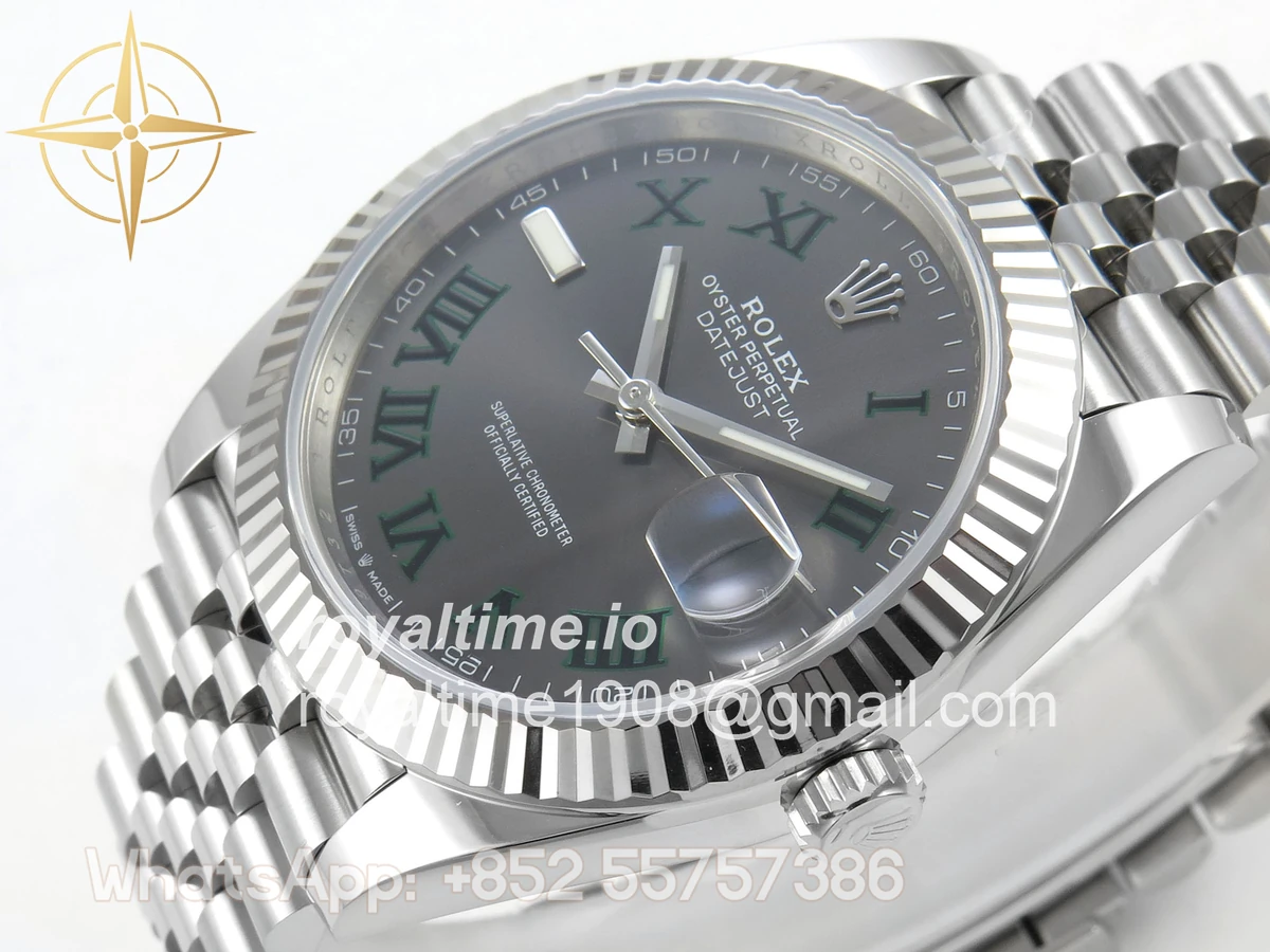 Rolex DateJust 41 126334 904L SS SCF Gray Dial Green Roman on Jubilee Bracelet VR3235 - Image 5