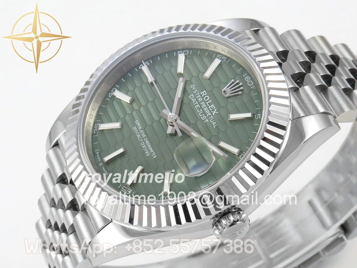 Rolex DateJust 41 126334 QF 904L Steel Green Textured Stick Dial on SS Jubilee Bracelet QF3235(145g) - Image 5