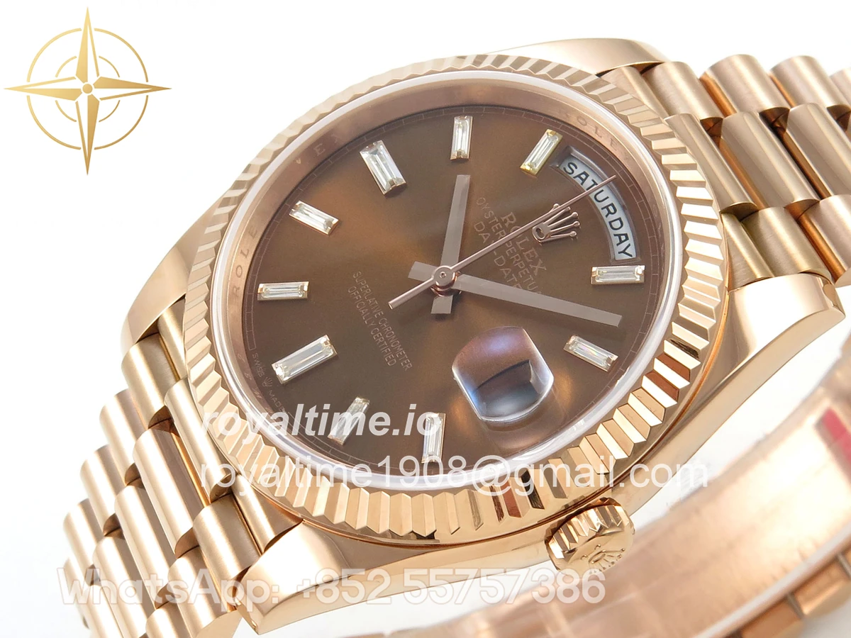 Rolex Day Date 40 RG TMF Brown Diamonds Dial on President Bracelet VR3255 (Weighted) 208g - Image 5