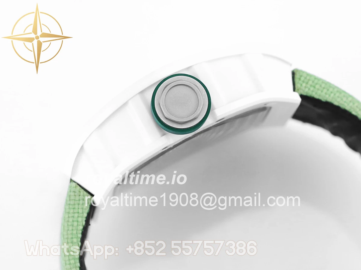Richard Mille RM 055 White Bubba Watson White Ceramic on Green Nylon Strap - Image 5