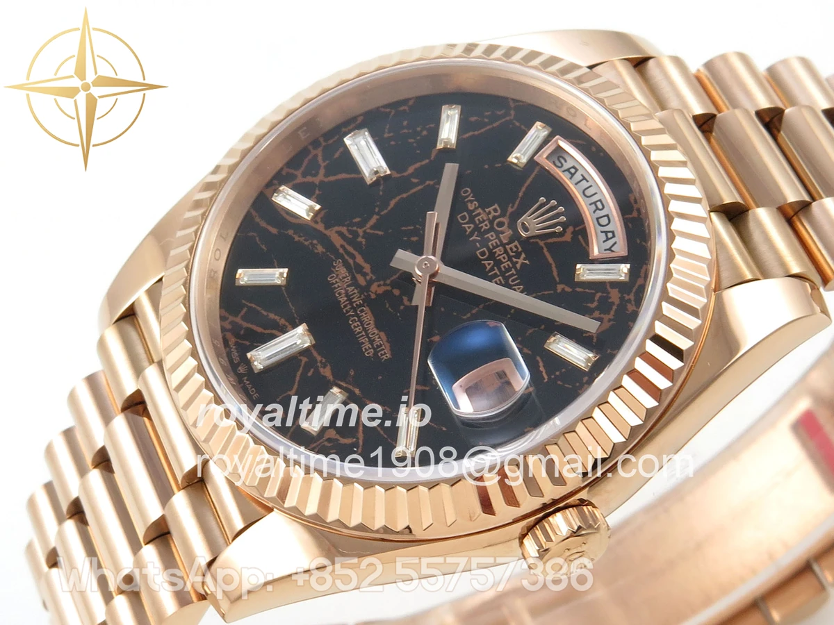Rolex Day Date 40 RG TMF Eisenkiesel Diamonds Dial on President Bracelet VR3255 (Weighted) 208g - Image 5