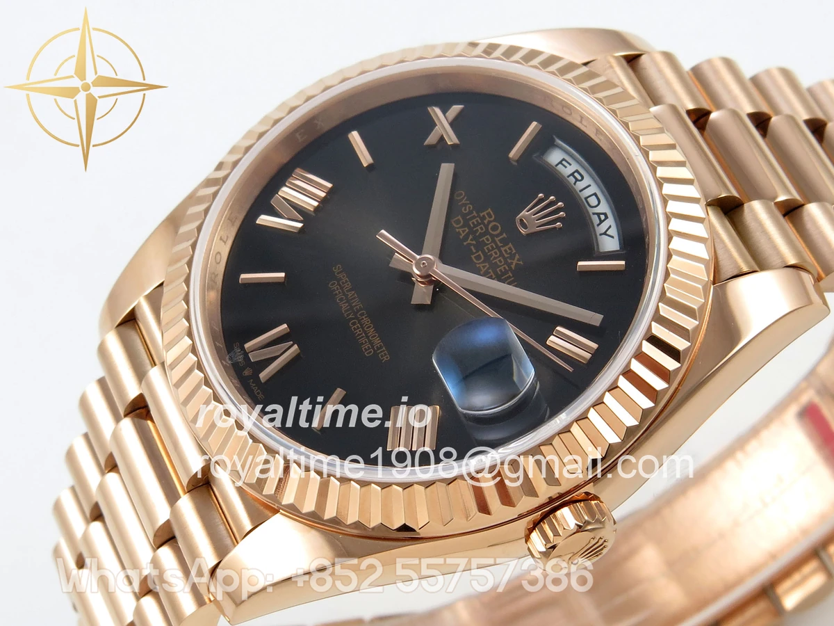 Rolex Day Date 40 RG TMF Gray Ombre Roman Dial on President Bracelet VR3255 (Weighted) 208g - Image 5