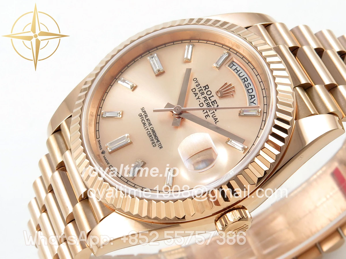 Rolex Day Date 40 RG TMF RG Diamonds Dial on President Bracelet VR3255 (Weighted) 208g - Image 5