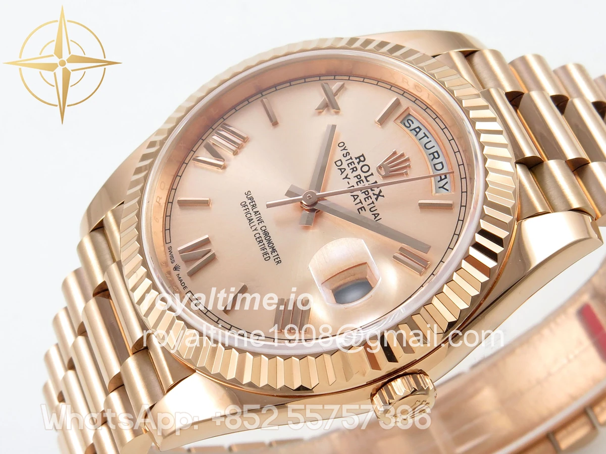 Rolex Day Date 40 RG TMF RG Roman Dial on President Bracelet VR3255 (Weighted) 208g - Image 5