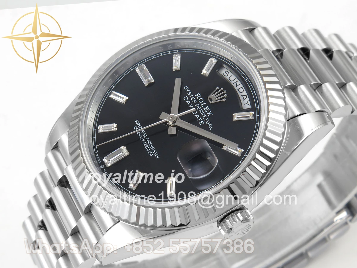 Rolex Day Date 40 SS 228239 QF Black Crystal Dial on President Bracelet A2836 V6 (200g) - Image 5