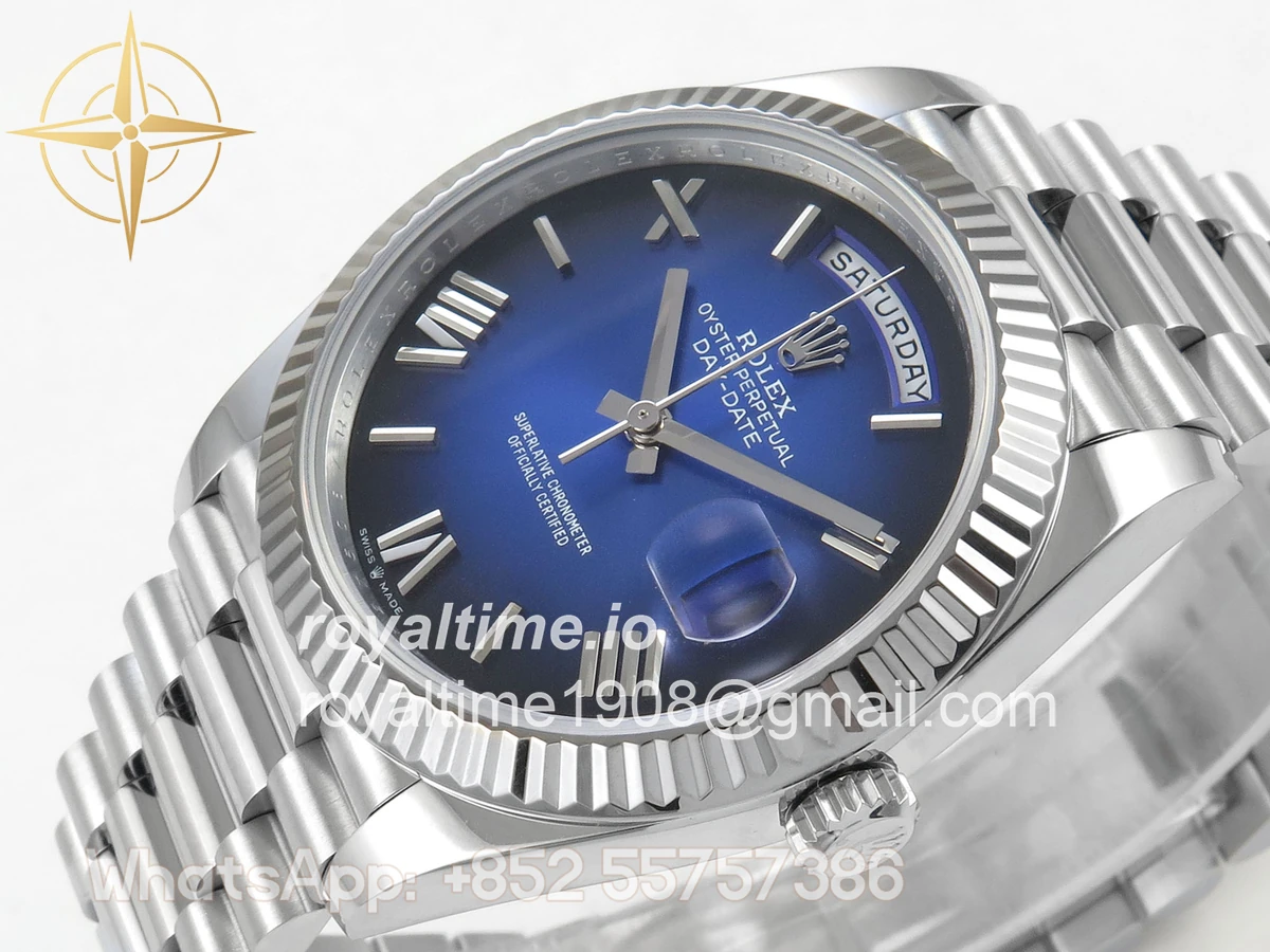 Rolex Day Date 40 SS 228239 QF Blue Ombre Roman Dial on President Bracelet A2836 V6 (200g) - Image 5