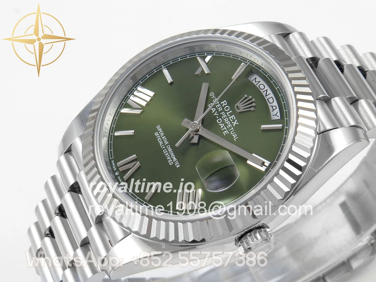 Rolex Day Date 40 SS 228239 QF Green Ombre Roman Dial on President Bracelet A2836 V6 (200g) - Image 5