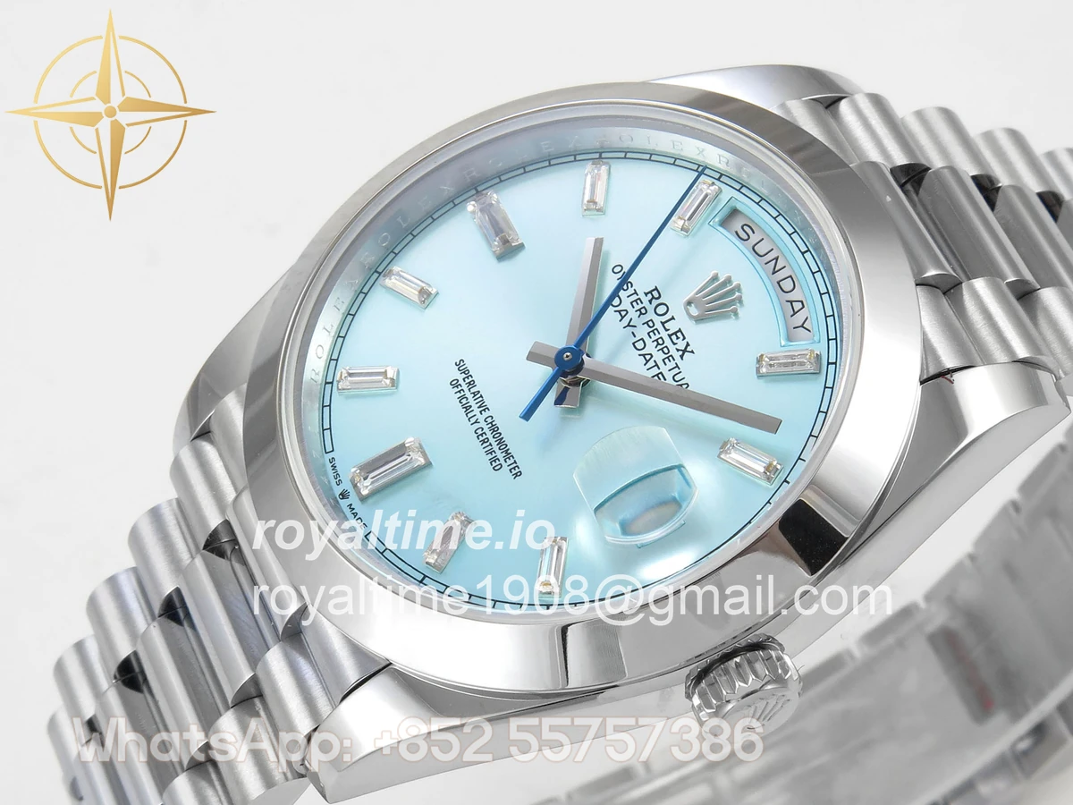 Rolex Day Date 40 SS 228239 QF Ice Blue Crystal Dial on President Bracelet A2836 V6 (200g) - Image 5
