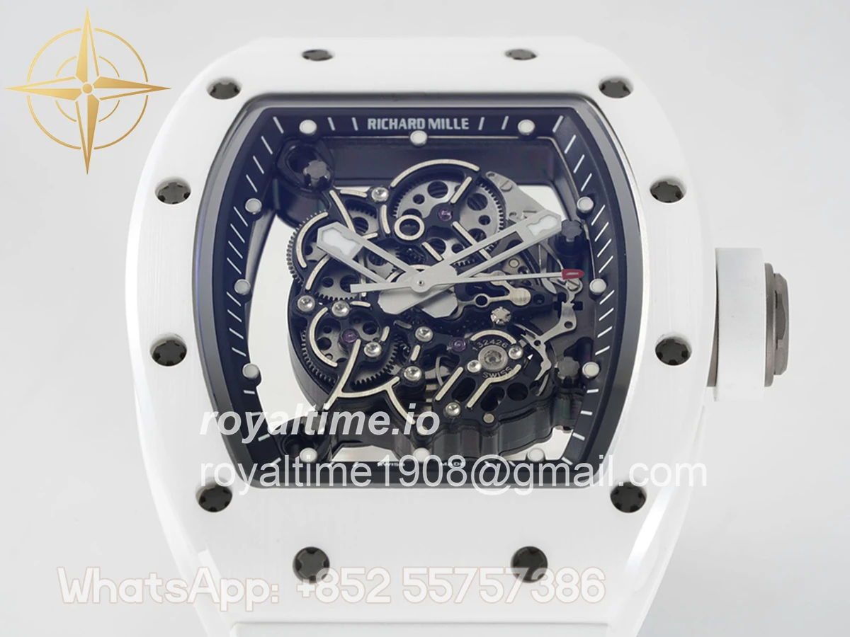 Richard Mille RM 055 White Bubba Watson White Ceramic on White Rubber RMUL2 - Image 5