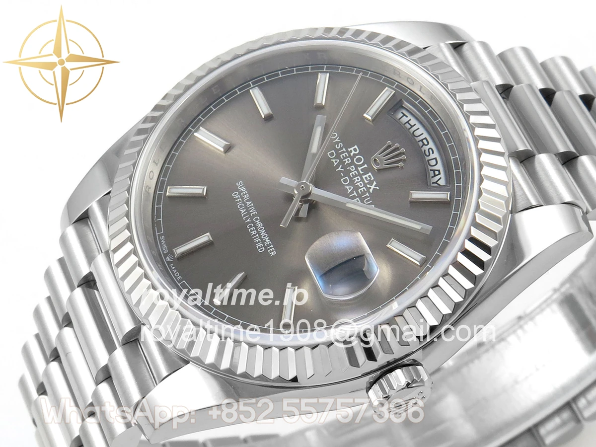 Rolex Day Date 40 SS TMF Gray Stick Dial on President Bracelet VR3255 (Weighted) 208g - Image 5