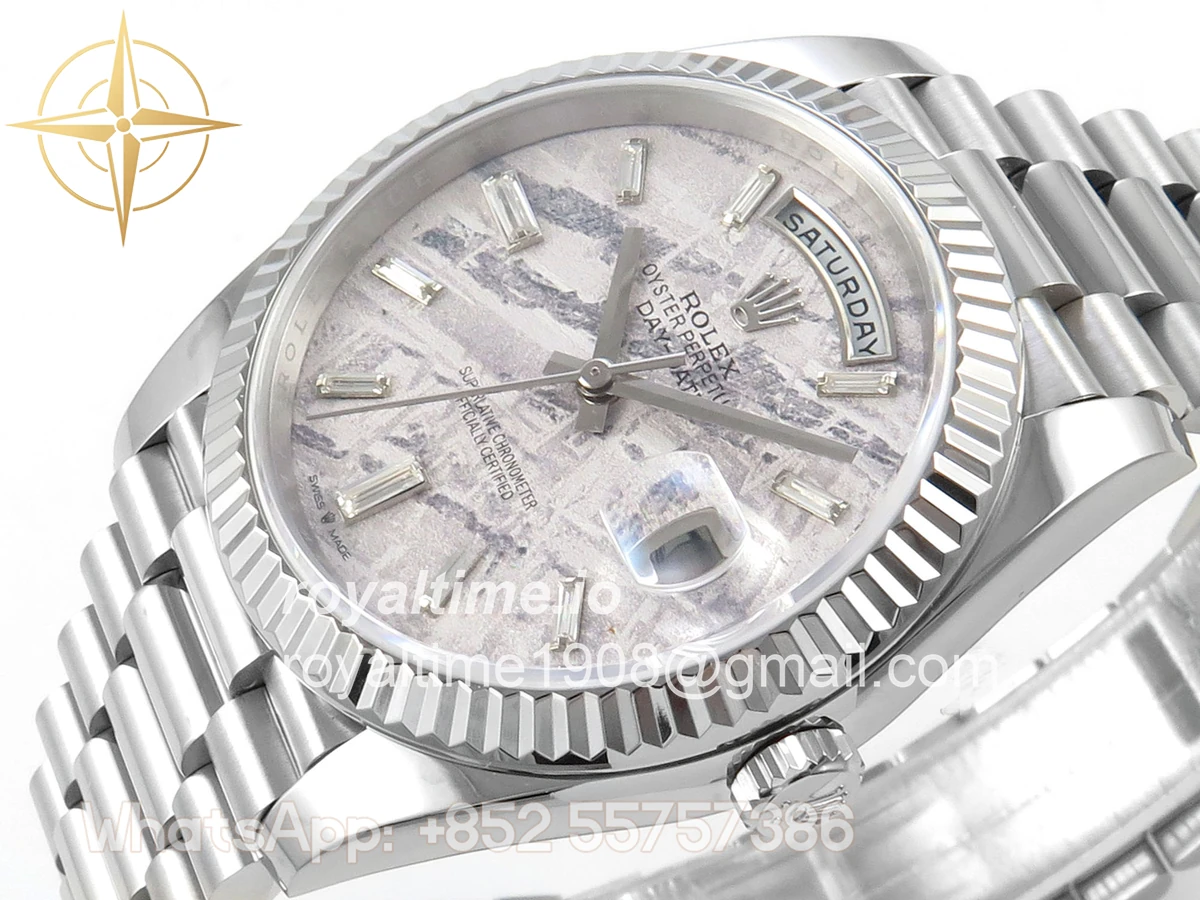 Rolex Day Date 40 SS TMF Meteorite Crystal Dial on President Bracelet VR3255 (Weighted) 208g - Image 5
