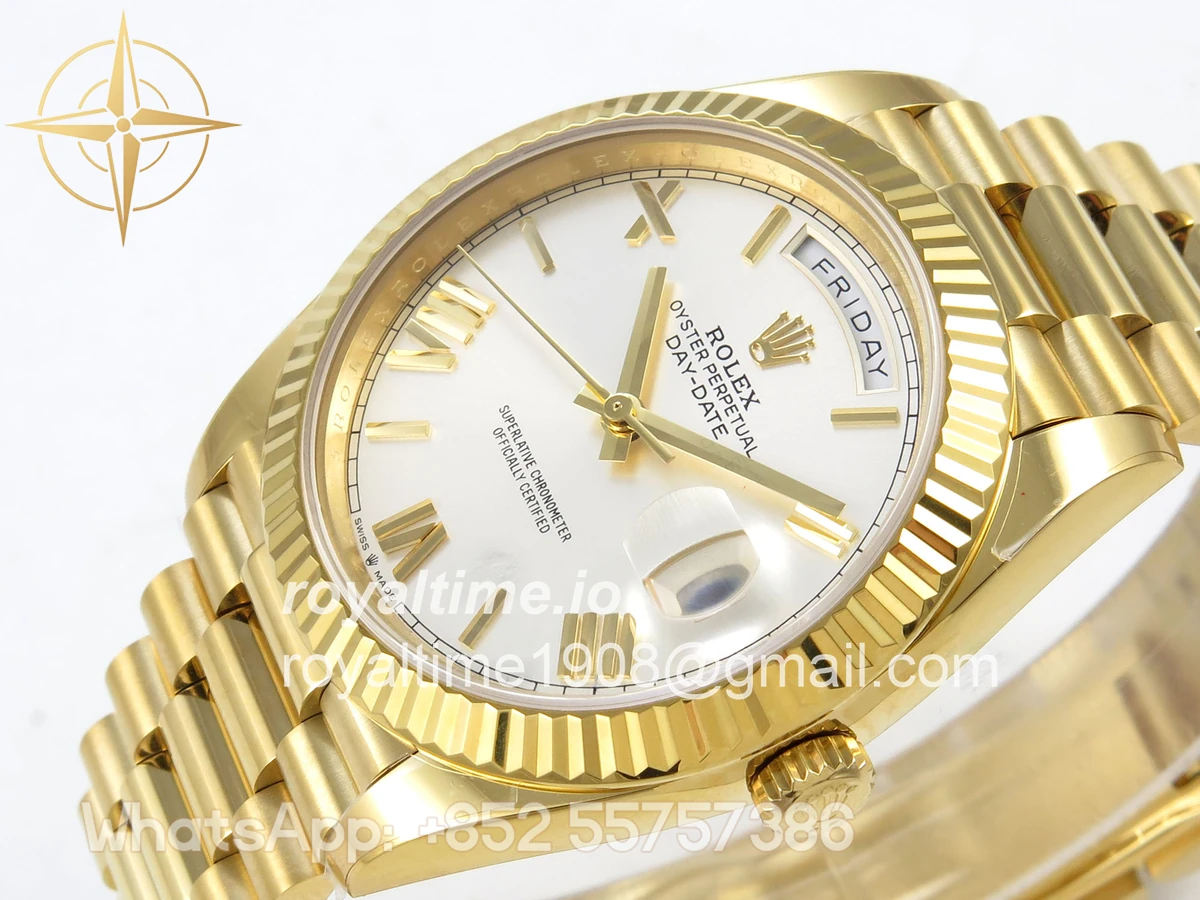 Rolex Day Date 40 YG 228238 QF Silver Roman Dial on President Bracelet A2836 V6 (200g) - Image 5