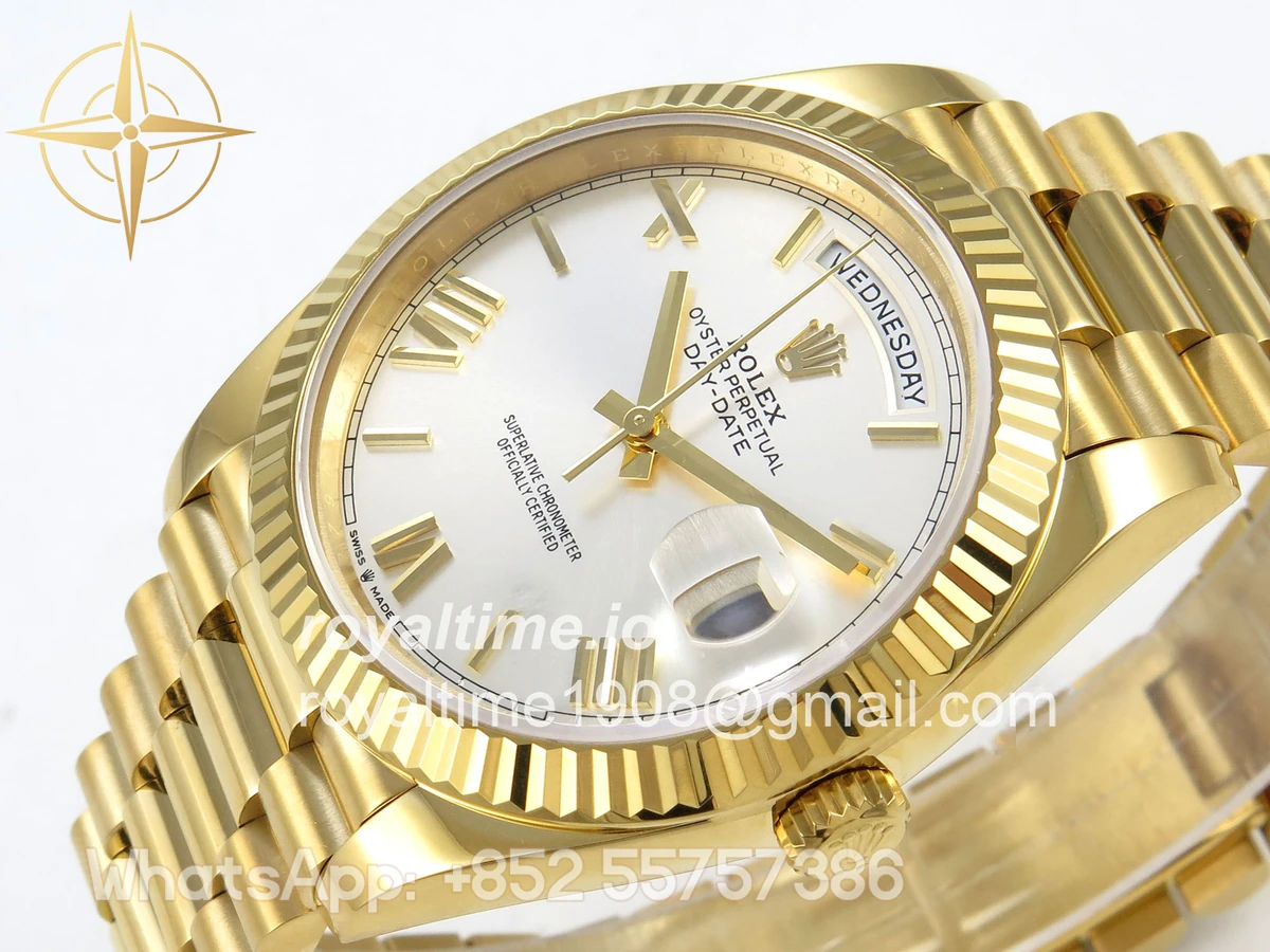 Rolex Day Date 40 YG 228238 QF Silver Roman Dial on President Bracelet VR3255 V8 (190g) - Image 5