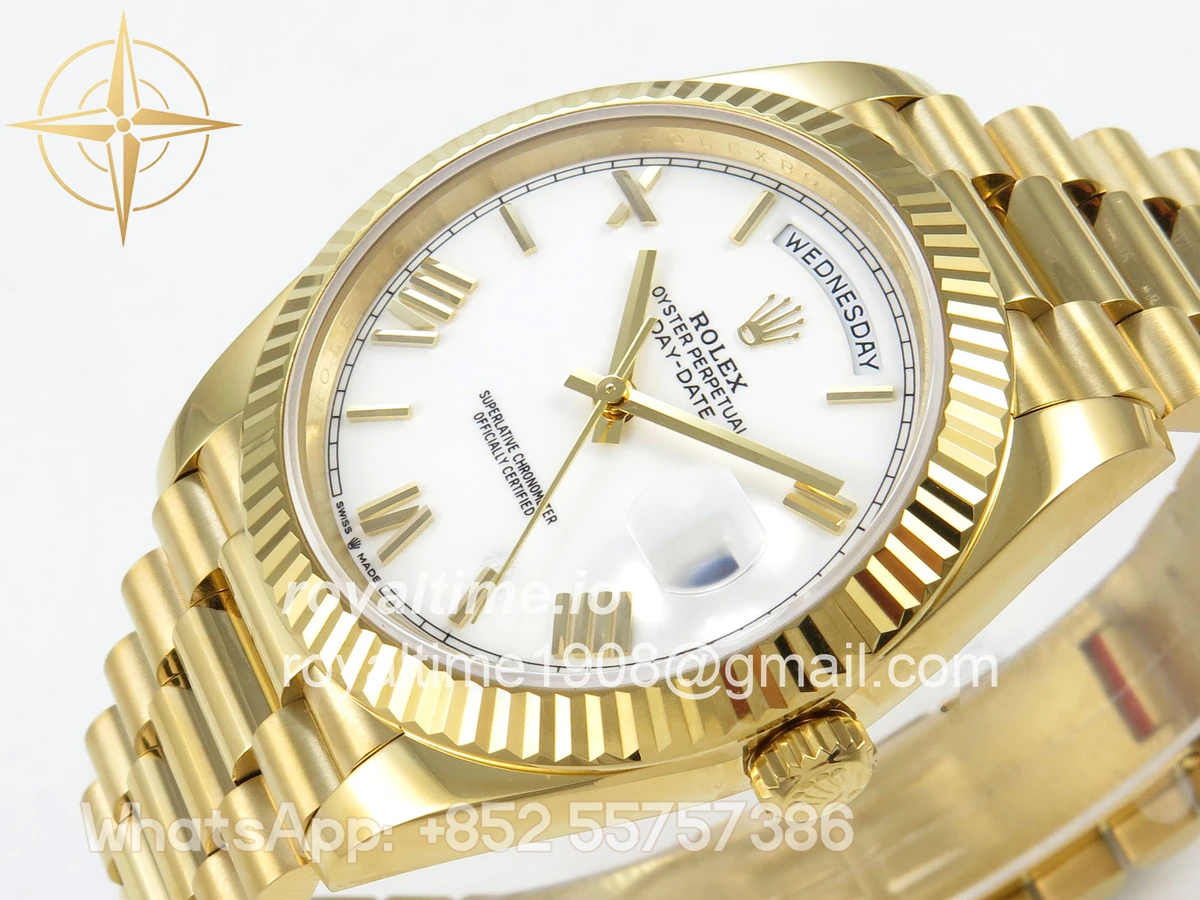 Rolex Day Date 40 YG 228238 QF White Roman Dial on President Bracelet VR3255 V8 (190g) - Image 5
