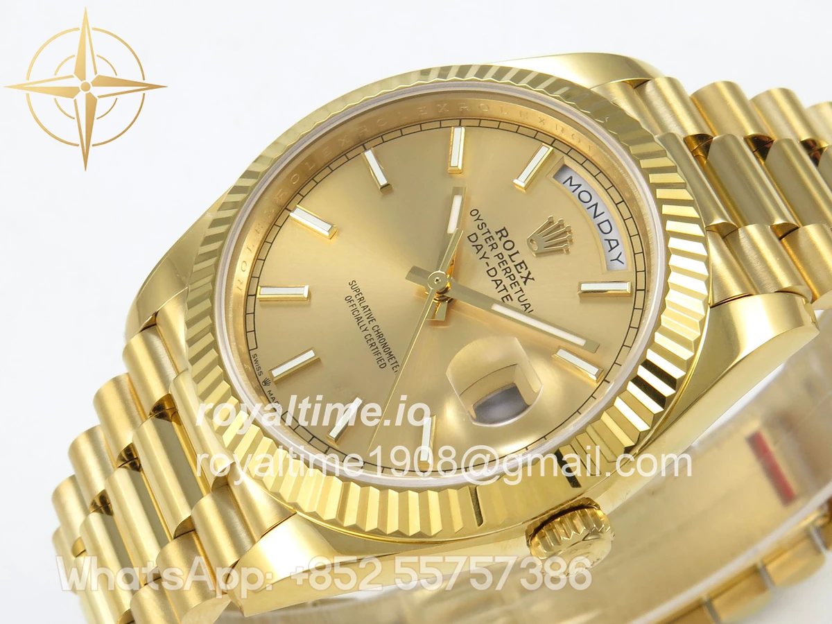 Rolex Day Date 40 YG 228238 QF YG Stick Dial on President Bracelet A2836 V6 (200g) - Image 5