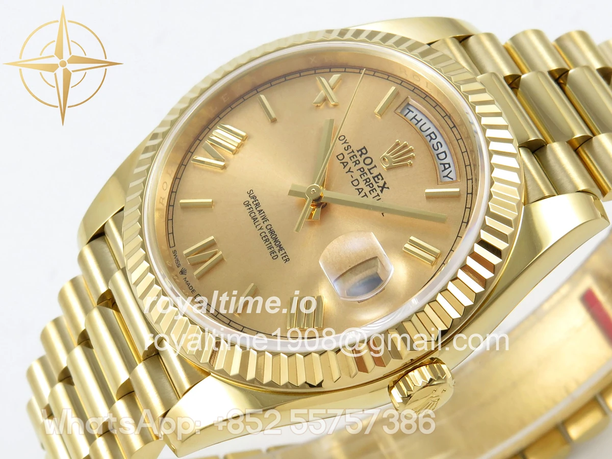 Rolex Day Date 40 YG TMF YG Roman Dial on President Bracelet VR3255 (Weighted) 208g - Image 5