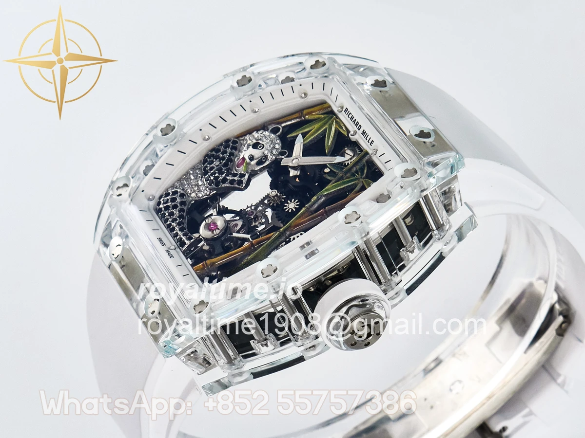Richard Mille RM026 Transparent Tourbillon RMF Panda Skeleton Dial on Translucent Rubber Strap - Image 5