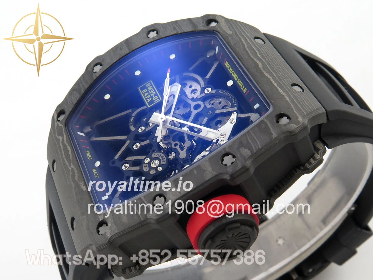 Richard Mille RM035-01 Black Carbon ZF Skeleton Dial On Black Rubber Strap RMUL2 - Image 5