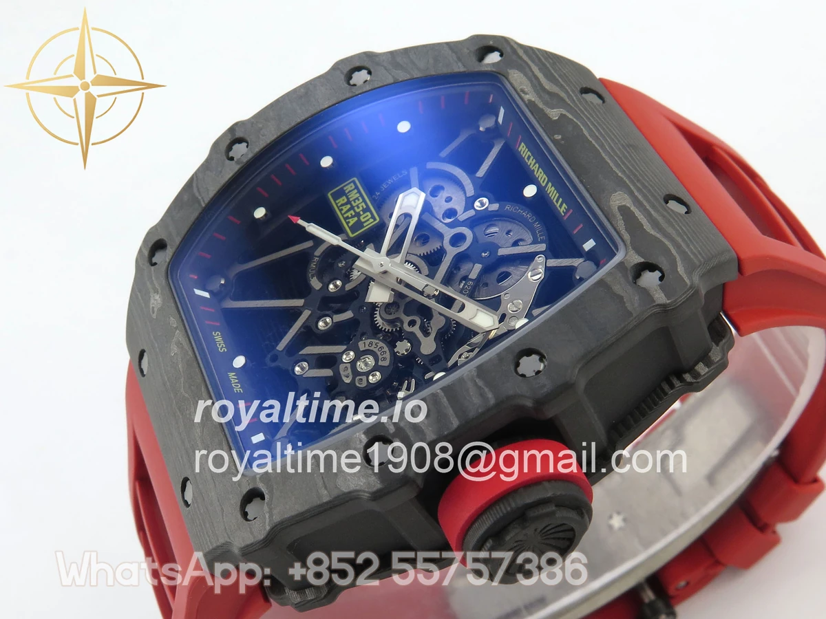 Richard Mille RM035-01 Black Carbon ZF Skeleton Dial On Red Rubber Strap RMUL2 - Image 5
