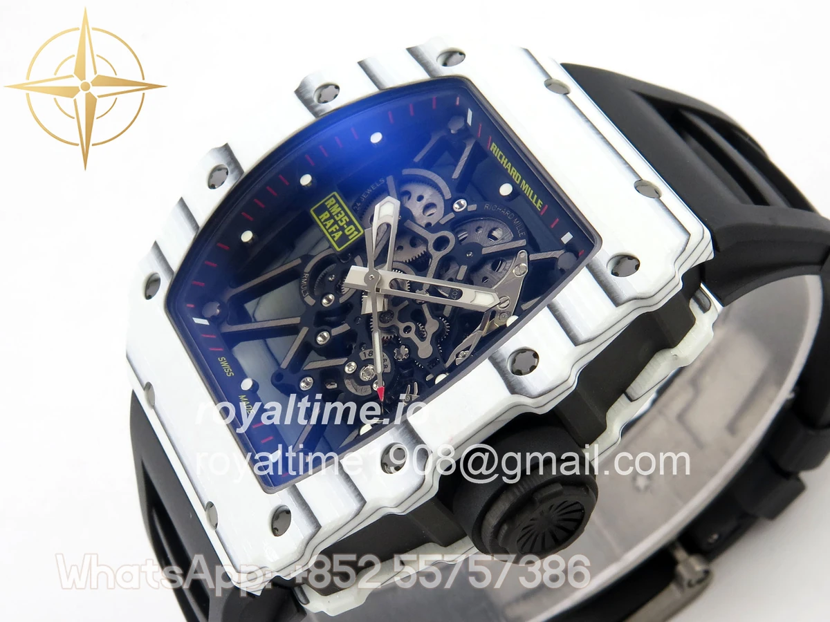 Richard Mille RM035-01 White Carbon ZF Skeleton Dial On Black Rubber Strap RMUL2 - Image 5