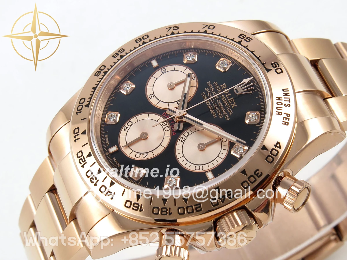 Rolex Daytona 126505 RG UFO Black/RG Diamonds Dial on RG Bracelet UF4131 (Free Sprung) - Image 5