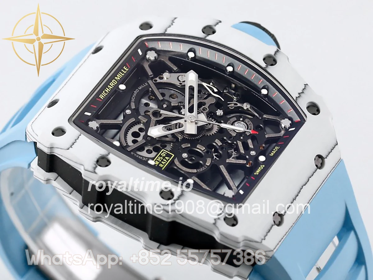 Richard Mille RM 035-01 Rafael Nadal White NTPT on Blue Rubber Strap - Image 5