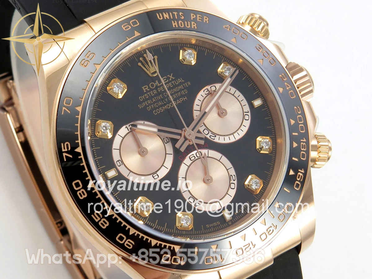Rolex Daytona 126515 ARF Black/RG Diamonds Dial on Oysterflex Strap DD4131 V2 (Weighted) - Image 5