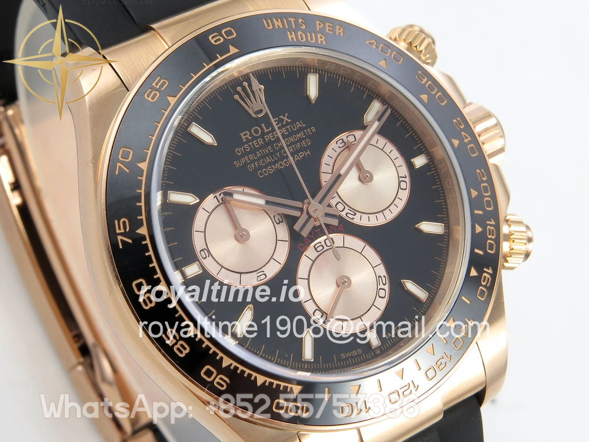 Rolex Daytona 126515 ARF Black/RG Stick Dial on Oysterflex Strap DD4131 V2 (Weighted) - Image 5