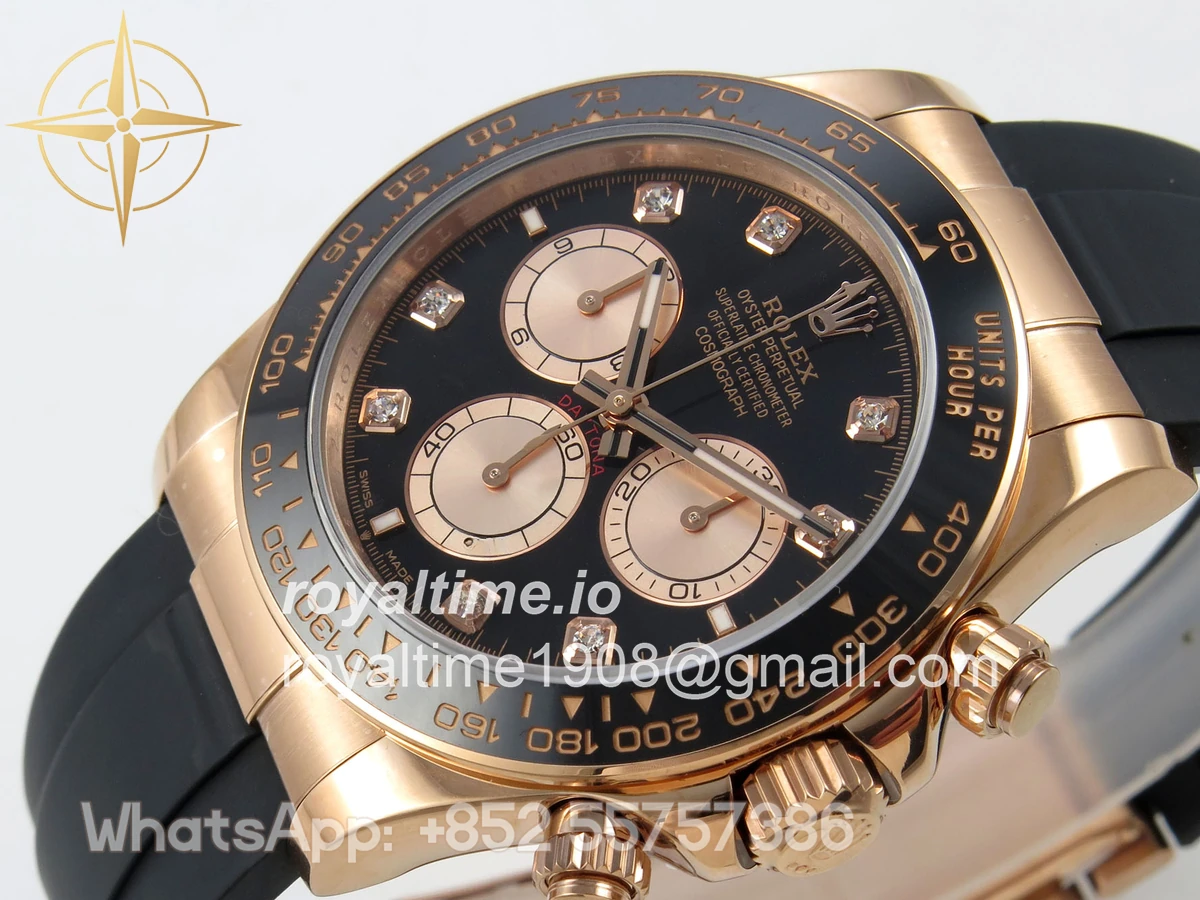 Rolex Daytona 126515 QF Black/RG Diamonds Dial on Oysterflex Strap JH4131 V18 (Free Sprung) Weighted 157g - Image 5