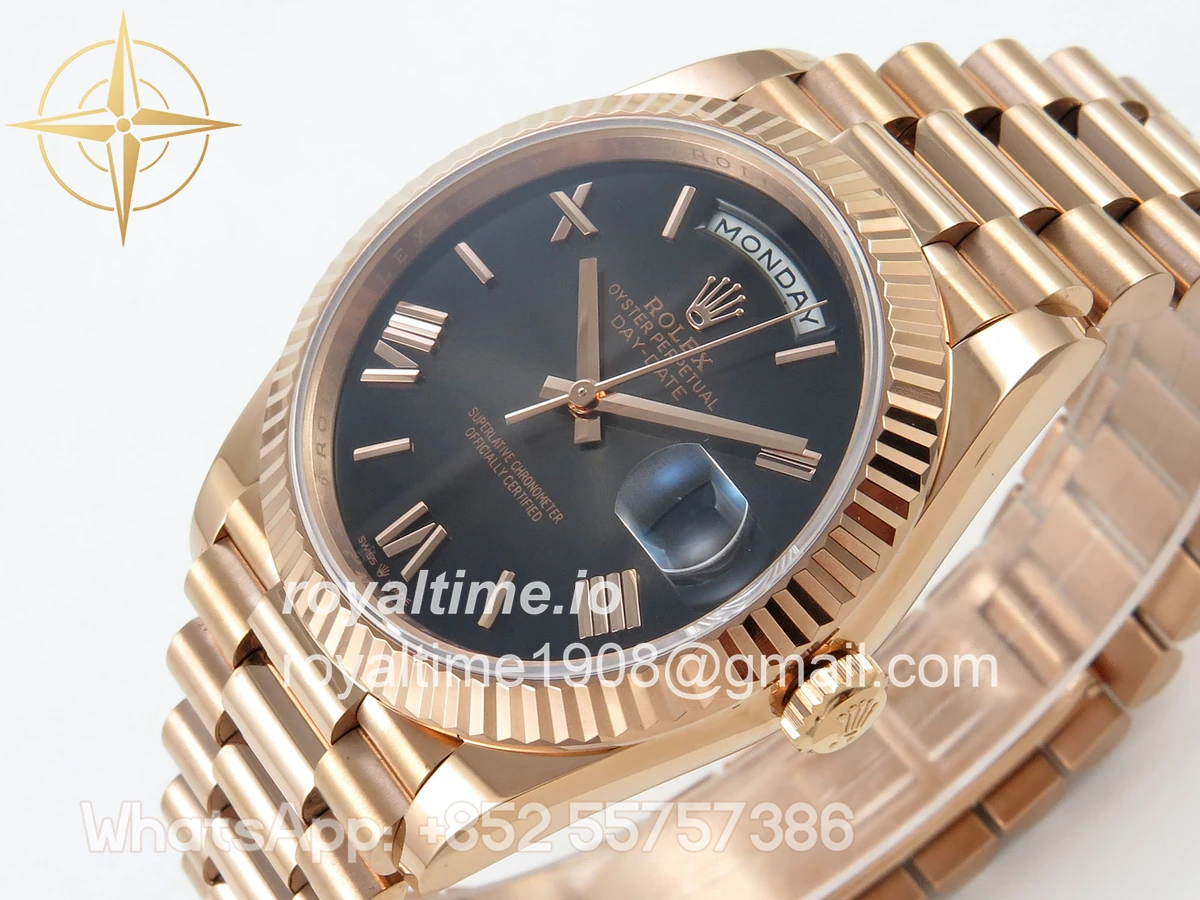 Rolex Day Date 40 RG TMF Brown Ombre Roman Dial on President Bracelet VR3255 (220g) - Image 5