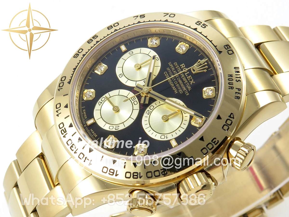 Rolex Daytona 126508 AVF Black/YG Diamonds Dial on YG Bracelet DD4131 (Mod) - Image 5