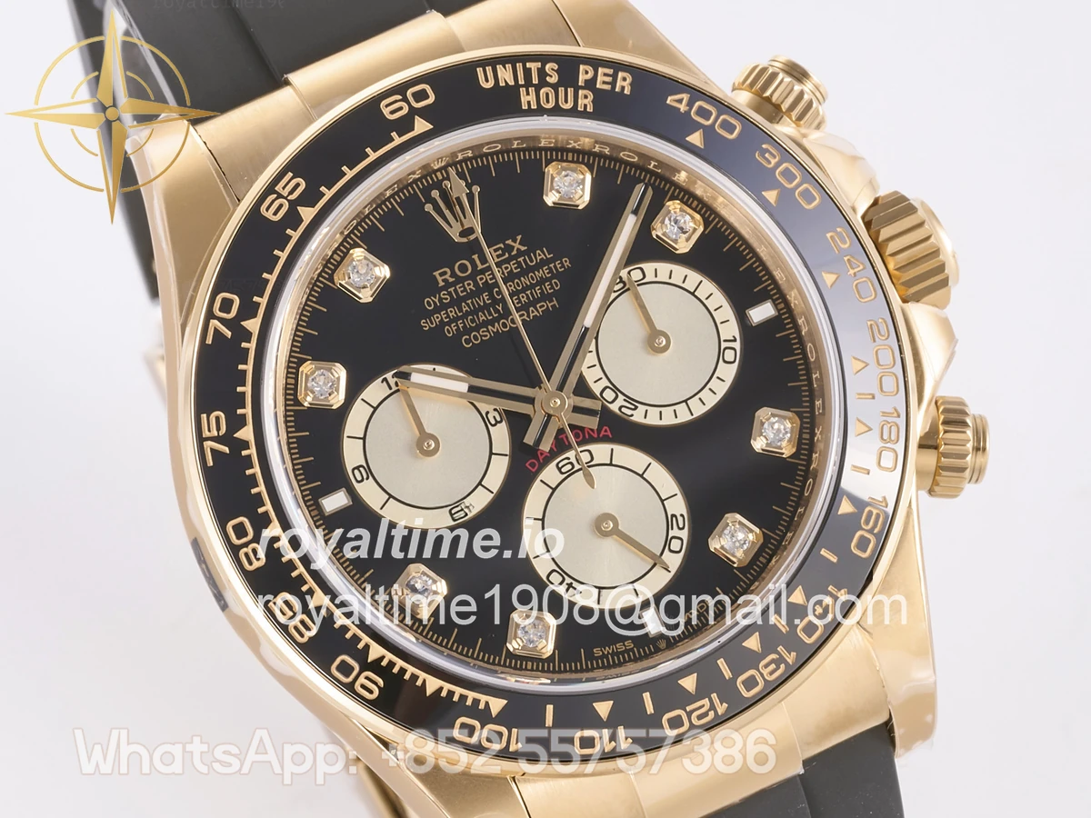 Rolex Daytona 126518 3BF YG/Black Diamonds Dial Sticks Markers on Oysterflex Strap Weighted 160g - Image 4