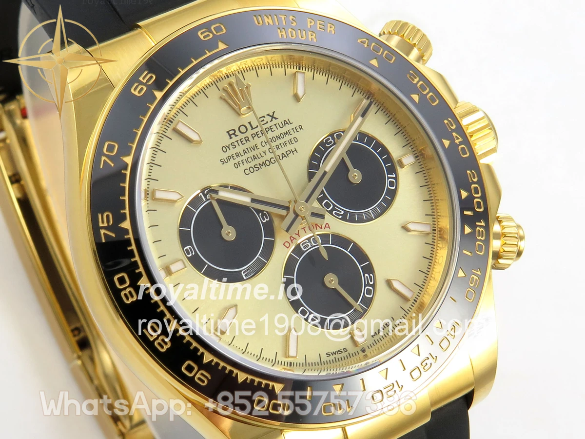 Rolex Daytona 126518 ARF YG/Black Dial on Oysterflex Strap DD4131 V2 (Weighted) - Image 4
