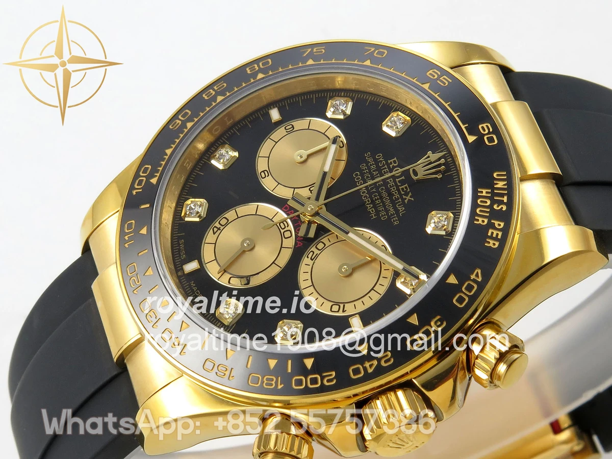 Rolex Daytona 126518 QF Black/YG Diamonds Dial on Oysterflex Strap JH4131 V18 (Free Sprung) Weighted 157g - Image 5
