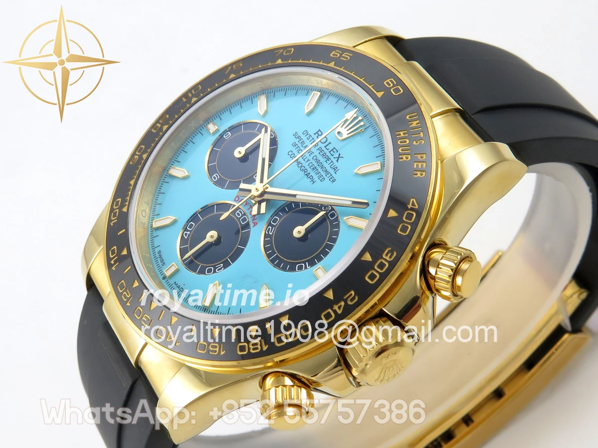 Rolex Daytona 126518 YG 3CF Tiffany Turquoise Blue Dial on Oysterflex Strap DD4131 (Gain Weight) - Image 5